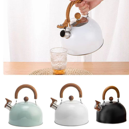 3L Whistling Tea Kettle Thick Stainless Steel Teakettle Teapot With Wooden Ha...